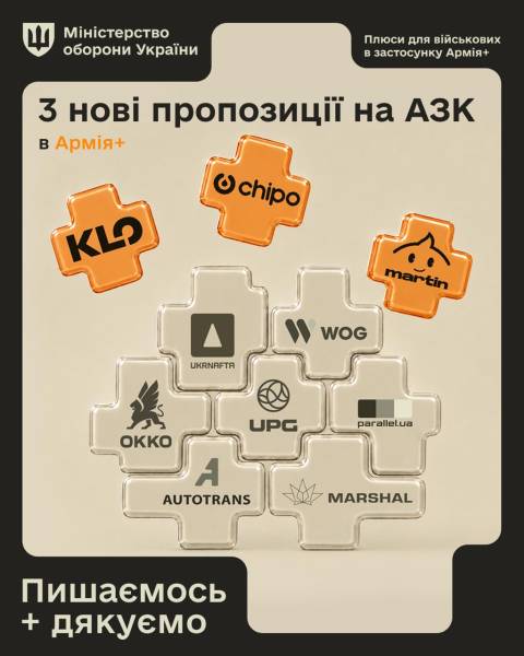 До програми «Плюси» в застосунку «Армія+» долучилися ще три АЗК 5 До програми «Плюси» в застосунку «Армія+» долучилися ще три АЗК 5